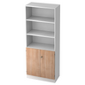 Étagère SIGNA K 6770 SG en blanc avec trois niches ouvertes et un meuble bas couleur noyer de hjh OFFICE PRO
