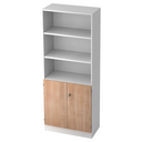Étagère SIGNA K 6770 SG en blanc avec trois niches ouvertes et un meuble bas couleur noyer de hjh OFFICE PRO