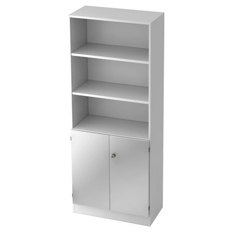 Étagère blanche SIGNA K 6770 SG avec trois niches ouvertes et un placard bas fermé de hjh OFFICE PRO