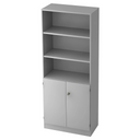 Armoire de bureau grise SIGNA K 6770 SG avec étagères ouvertes et un meuble bas fermé de hjh OFFICE PRO