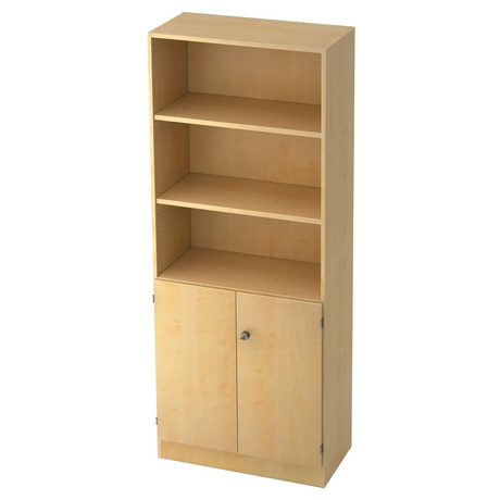 Étagère SIGNA K 6770 SG aspect érable avec deux niches ouvertes et une partie armoire fermée de hjh OFFICE PRO