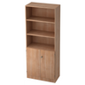 Étagère SIGNA K 6770 SG aspect noyer avec trois tablettes ouvertes et un meuble bas à deux portes de hjh OFFICE PRO