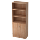 Étagère SIGNA K 6770 SG aspect noyer avec trois tablettes ouvertes et un meuble bas à deux portes de hjh OFFICE PRO