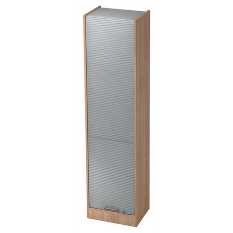 Armoire SIGNA R 50 aspect noyer avec volet roulant en plastique argenté de hjh OFFICE PRO