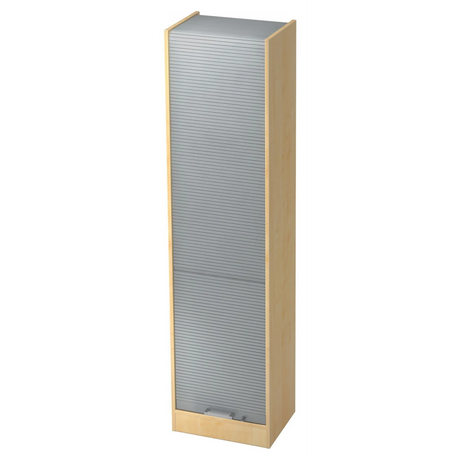 Armoire SIGNA R 50 en érable et argent avec portes à persiennes grises et poignée chromée de hjh OFFICE PRO