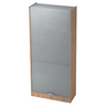 Armoire de bureau SIGNA R 90 en noyer et argent avec fermeture de porte coulissante à lamelles métalliques argentées de hjh OFFICE PRO