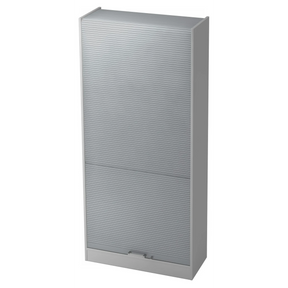 Armoire à dossiers grise SIGNA R 90 en métal avec portes à lamelles et poignée chromée de hjh OFFICE PRO