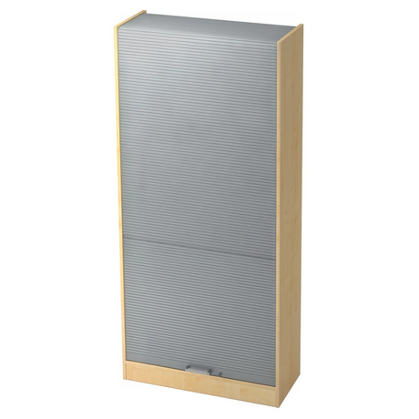 Armoire à dossiers SIGNA R 90 effet érable avec porte à lamelles argentée et poignée chromée de hjh OFFICE PRO