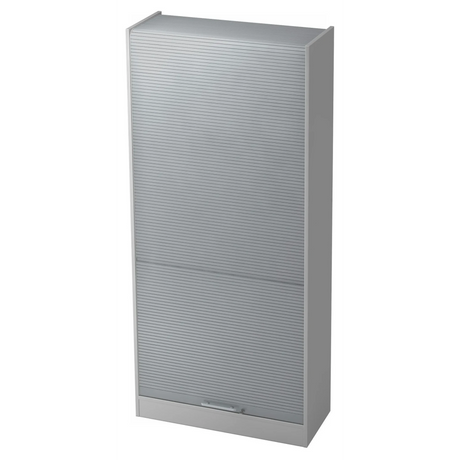 Armoire de bureau grise SIGNA R 90 avec portes à lamelles en plastique et poignée tubulaire argentée de hjh OFFICE PRO