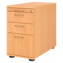 Caisson stationnaire SIGNA SC40 aspect bois hêtre avec quatre tiroirs et poignées en arc de hjh OFFICE PRO