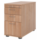 Caisson stationnaire SIGNA SC40 aspect noyer avec trois tiroirs et poignées en métal de hjh OFFICE PRO