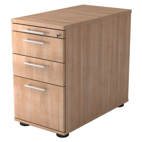Caisson stationnaire SIGNA SC40 aspect noyer avec quatre tiroirs et poignées rails de hjh OFFICE PRO