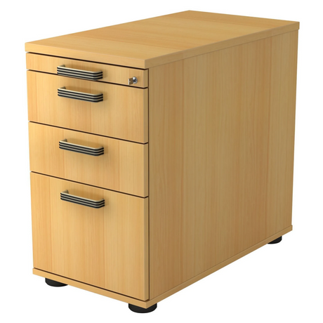 Caisson stationnaire SIGNA SC40 aspect hêtre avec quatre tiroirs et poignées rayées de hjh OFFICE PRO