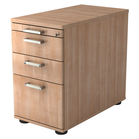 Caisson stationnaire SIGNA SC40 aspect noyer avec quatre tiroirs et poignées chromées de hjh OFFICE PRO
