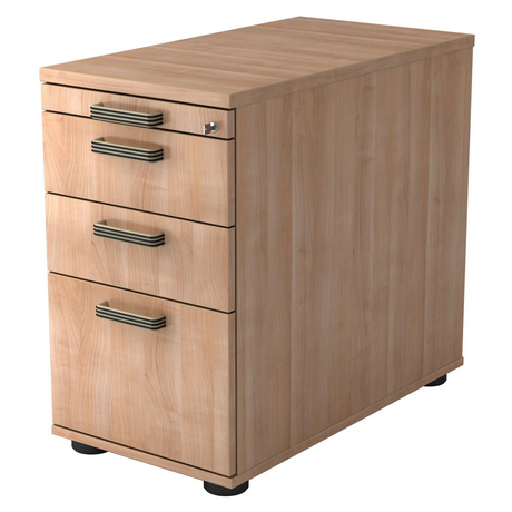 Caisson stationnaire SIGNA SC40 aspect noyer clair avec quatre tiroirs et poignées rainurées de hjh OFFICE PRO