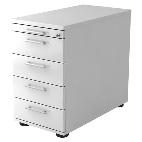 Caisson stationnaire SIGNA SC50 blanc en plastique avec quatre tiroirs et poignées rails de hjh OFFICE PRO