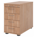 Caisson stationnaire SIGNA SC50 aspect noyer avec cinq tiroirs et poignées en arc de hjh OFFICE PRO