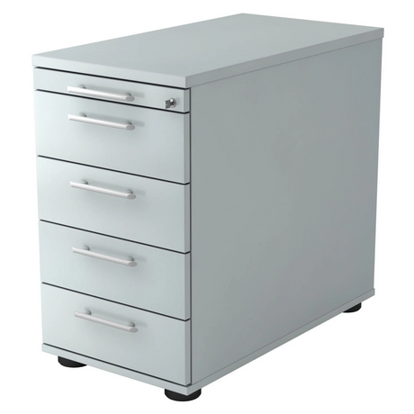 Caisson stationnaire SIGNA SC50 gris en plastique avec cinq tiroirs et poignées tubulaires de hjh OFFICE PRO