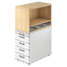 Caisson stationnaire SIGNA SCA1 aspect chêne avec corps blanc, cinq tiroirs et un compartiment ouvert de hjh OFFICE PRO