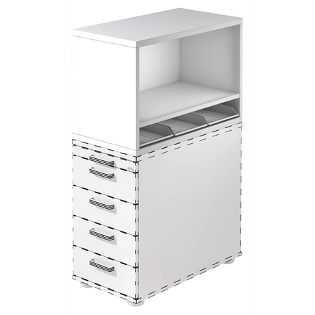 Caisson stationnaire SIGNA SCA1 blanc avec cinq tiroirs et un casier ouvert de hjh OFFICE PRO