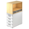 Caisson stationnaire SIGNA SCA1 aspect érable avec corps blanc et cinq tiroirs de hjh OFFICE PRO