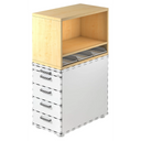 Caisson stationnaire SIGNA SCA1 aspect érable avec corps blanc et cinq tiroirs de hjh OFFICE PRO