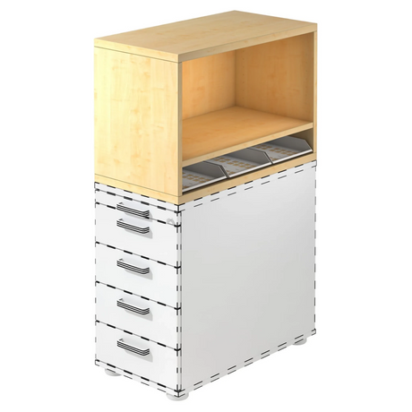 Caisson stationnaire SIGNA SCA1 aspect érable avec corps blanc et cinq tiroirs de hjh OFFICE PRO