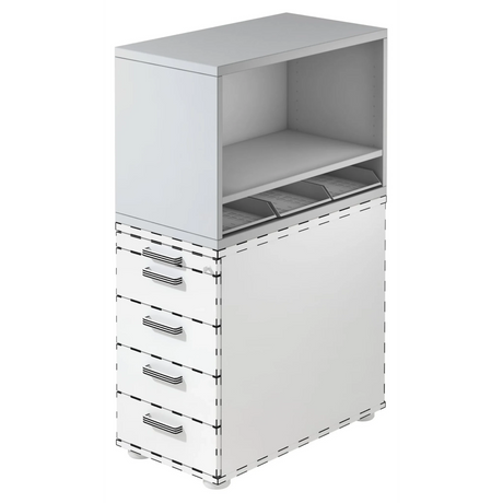 Caisson stationnaire gris SIGNA SCA1 avec cinq tiroirs et un compartiment ouvert de hjh OFFICE PRO