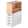 Caisson stationnaire SIGNA SCA1 aspect noyer avec corps blanc et cinq tiroirs de hjh OFFICE PRO