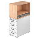 Caisson stationnaire SIGNA SCA1 aspect noyer avec corps blanc et cinq tiroirs de hjh OFFICE PRO