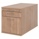 Caisson bureau sur roulettes SIGNA TC20 aspect noyer avec trois tiroirs et poignées tubulaires en métal de hjh OFFICE PRO