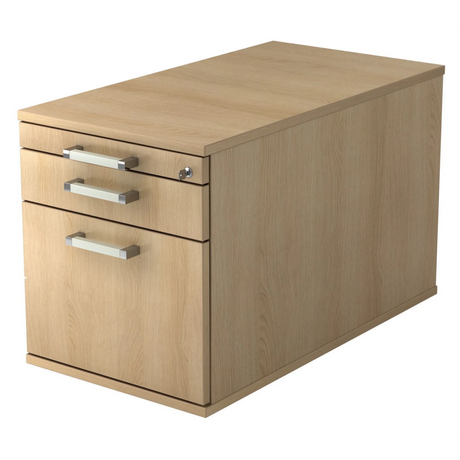 Caisson bureau sur roulettes SIGNA TC20 aspect chêne avec trois tiroirs et poignées chromées de hjh OFFICE PRO