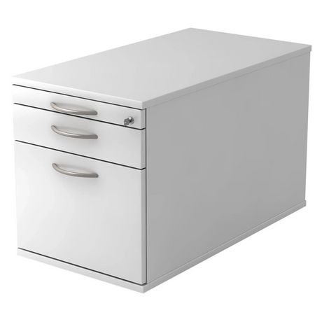 Caisson bureau sur roulettes SIGNA TC20 blanc en métal avec trois poignées incurvées et serrure de hjh OFFICE PRO