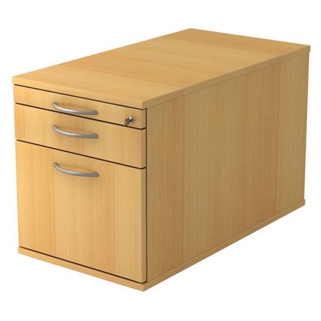 Caisson bureau sur roulettes SIGNA TC20 aspect hêtre avec trois tiroirs, poignées incurvées et serrure de hjh OFFICE PRO