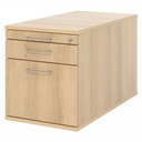 Caisson bureau sur roulettes SIGNA TC20 aspect chêne avec trois tiroirs et poignées incurvées argentées de hjh OFFICE PRO