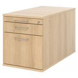 Caisson bureau sur roulettes SIGNA TC20 aspect chêne avec trois tiroirs et poignées incurvées argentées de hjh OFFICE PRO