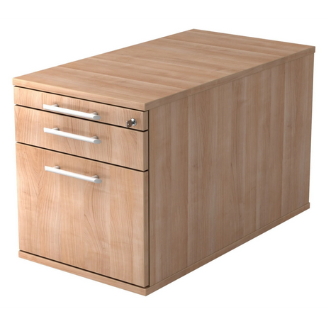 Caisson bureau sur roulettes SIGNA TC20 aspect noyer avec trois tiroirs et poignées tubulaires de hjh OFFICE PRO