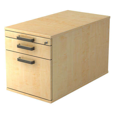 Caisson bureau sur roulettes SIGNA TC20 aspect érable avec trois tiroirs et poignées rayées de hjh OFFICE PRO