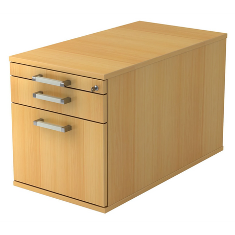 Caisson bureau sur roulettes SIGNA TC20 aspect hêtre avec trois tiroirs et poignées chromées de hjh OFFICE PRO