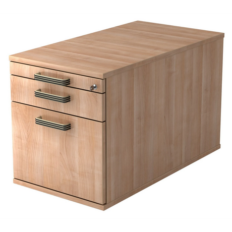 Caisson bureau sur roulettes SIGNA TC20 aspect noyer avec trois poignées à rayures de hjh OFFICE PRO