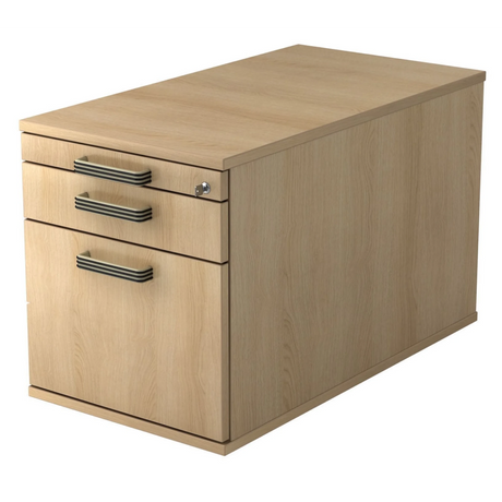 Caisson bureau sur roulettes SIGNA TC20 aspect chêne avec trois poignées rainurées et serrure de hjh OFFICE PRO