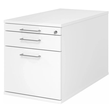 Caisson bureau sur roulettes SIGNA TC20 blanc avec trois tiroirs, poignées en arche et serrure de hjh OFFICE PRO