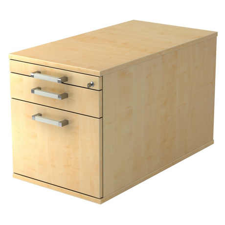Caisson bureau sur roulettes SIGNA TC20 aspect érable avec trois tiroirs et poignées chromées de hjh OFFICE PRO
