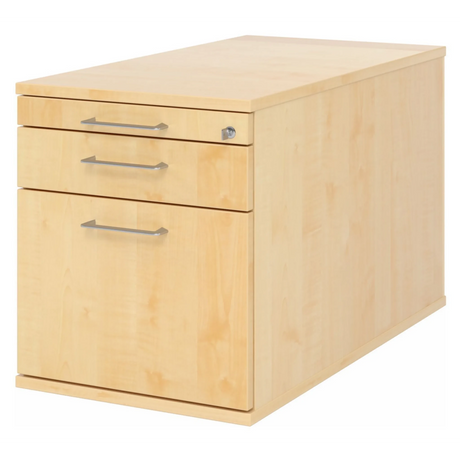 Caisson bureau sur roulettes SIGNA TC20 aspect érable avec trois tiroirs et poignées en métal argenté de hjh OFFICE PRO
