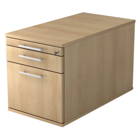 Caisson bureau sur roulettes SIGNA TC20 aspect chêne avec trois tiroirs et poignées tubulaires argentées de hjh OFFICE PRO