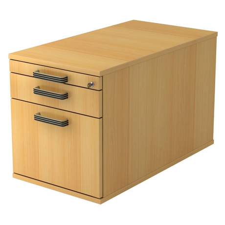 Caisson bureau sur roulettes SIGNA TC20 aspect hêtre avec trois poignées rainurées et serrure de hjh OFFICE PRO