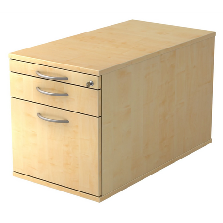 Caisson bureau sur roulettes SIGNA TC20 aspect érable avec trois tiroirs et poignées incurvées argentées de hjh OFFICE PRO