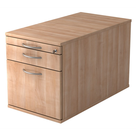 Caisson bureau sur roulettes SIGNA TC20 aspect noyer avec trois tiroirs et poignées incurvées de hjh OFFICE PRO