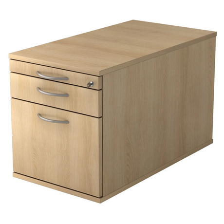 Caisson bureau sur roulettes SIGNA TC20 aspect chêne avec trois tiroirs et poignées incurvées de hjh OFFICE PRO
