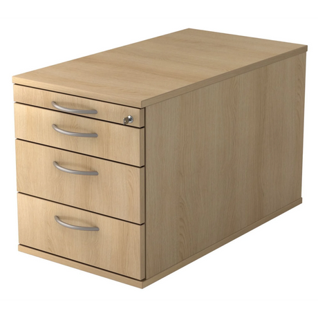 Caisson bureau sur roulettes SIGNA TC30 aspect chêne avec quatre tiroirs et poignées incurvées de hjh OFFICE PRO